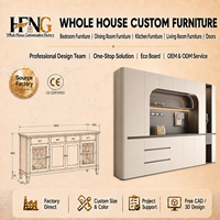 Buffet de luxe mat élégant en bois massif chaud, style traditionnel, solution d'aménagement intérieur pour la rénovation de la maison