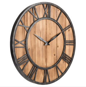 Farmhouse Hot Seller <b>Decorative</b> Rustic Barn Vintage Bronze Metal Solid Wood Big Oversized <b>Wall</b> <b>Clock</b> - Product Image 2