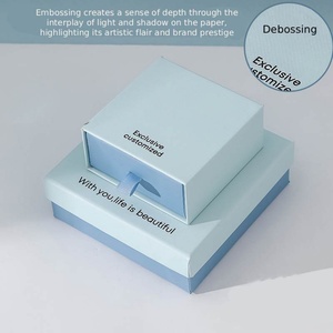 Lot de boîtes d'emballage carrées bleues texturées pour bijoux avec éponge pour bagues, boucles d'oreilles, bracelets et colliers - Product Image 2