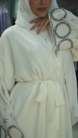Nouvelle Abaya personnalisée brodée palestinienne, Abaya de luxe pour femmes, broderie turque, manches brodées, Abaya d'Arabie Saoudite