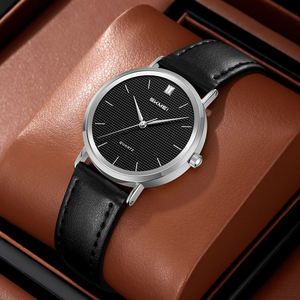 Montre analogique à quartz pour homme, cadran en verre de 31 mm, style décontracté et professionnel, étanche 3 ATM, bracelet en cuir texturé exquis, logo personnalisé OEM/ODM - Product Image 4