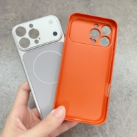 Étui de téléphone à anneau d'aspiration magnétique fin de haute qualité pour iPhone 17 16 Pro Max métal grande fenêtre cadre de lentille étui de téléphone PC dur