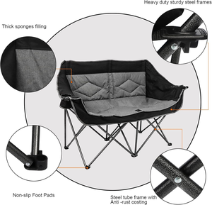 Sillas Plegables Portátiles Personalizadas para Parejas, con Calefacción, Doble Asiento, Muebles de Exterior, Lujosas y Cómodas, para Jardín, Playa o Camping - Product Image 2
