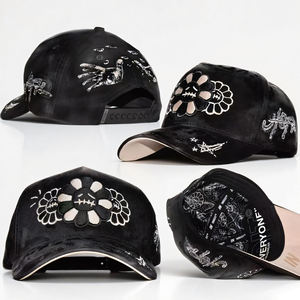 Gorras de Alta Calidad, Gorra Deportiva Bordada Curva, Visera Negra de Gamuza, Gorras Barbas, Gorras de Béisbol con Forro de Satén, Gorras Barbas - Product Image 1