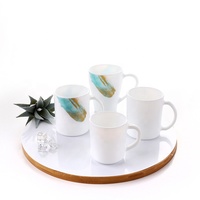 Tasse en verre opale décalcomanie personnalisée avec poignée pour café thé jus eau tasse à thé en verre opale blanche pour tasses à thé au lait