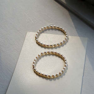 WENCHI Small Rice Grain Natural Pearl <b>Bracelet</b> with <b>Elastic</b> 14K Gold Accents 17cm 30g - Product Image 3