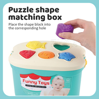 Permainan Puzzle Blok Zhorya, Bentuk Warna-Warni, Mainan Susun Bentuk Gurita, Set Bak Mandi Bayi dengan Kotak Penyimpanan untuk Bayi