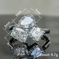 Bagues en zircon blanc à motifs géométriques ZhuQian pour femmes, bijoux de mode étincelants pour mariage, danse et fête
