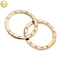 Anillos redondos de nombre privado personalizados sin níquel, accesorio de baño chapado en oro, Conector de hebilla de LETRA DE Metal para ajustador de Bikini