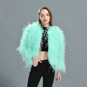 New Style Fashion Ladies Wholesale Short Length Fluffy Ostrich Coat Women Winter Custom Ostrich Feather Coat