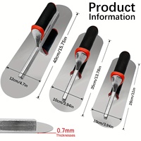 Ensemble de 3 truelles à plâtre en acier inoxydable, 3 tailles, avec poignée antidérapante pour la construction de cloisons sèches et le plâtrage