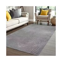 Tapis Jacquard Géométrique de Luxe, Fabriqué à la Machine, Imperméable, Antidérapant, Doux et Moelleux, à Poils Moyens, en Microfibre avec Support PVC, pour la Maison et le Salon