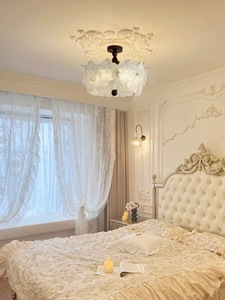 Lámpara de <span class=keywords><strong>Techo</strong></span> Retro Francesa de Alta Gama, Lámpara de <span class=keywords><strong>Segunda</strong></span> <span class=keywords><strong>Mano</strong></span>, Nueva Lámpara de Cristal para Estudio o Dormitorio Principal, Madera Sólida - Product Image 2