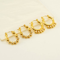 Boucles d'oreilles créoles en acier inoxydable 316L anti-ternissement pour femme, plaquées or 18 carats, style bohème, avec pendentif à pois