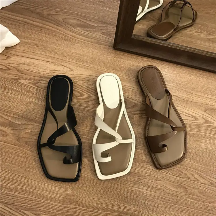 hot wholesale women summer shoes with 3 colors fashion-trend ladies slippers beautiful flat female sandals fitness to walking