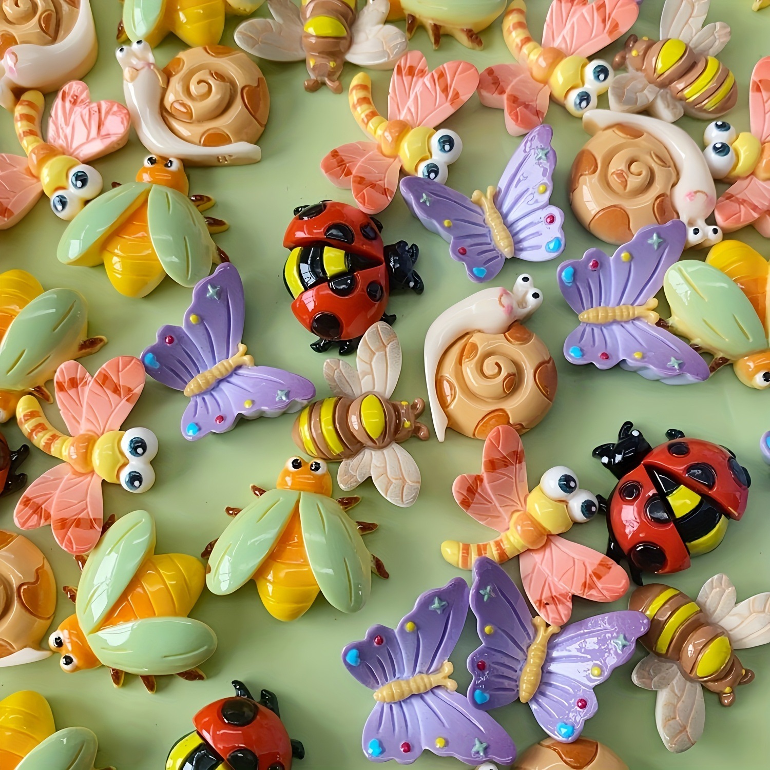 200 Pcs Colorful Resin Ladybug Miniatures - Tiny Decor For Dollhouse, Fairy Gardens & Crafts