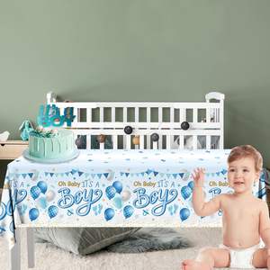 <span class=keywords><strong>Azul</strong></span> bebé niño ducha decoraciones plástico a prueba de aceite impermeable desechable cuadrado personalizable moderno <span class=keywords><strong>mantel</strong></span> - Product Image 5