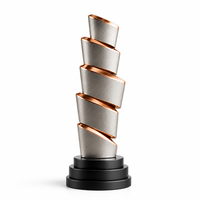 Trophée en métal grainé avec plaque en cuivre et texture de nœud tourbillonnant, récompense métallique personnalisée pour le sport, impression UV, cadeaux promotionnels pour salons professionnels