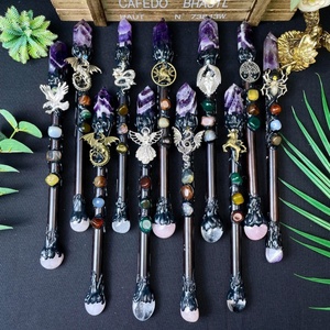 도매 크리스탈 공예 천연 고품질 크리스탈 홀(笏) 혼합 재료 마법 지팡이 장식 및 선물용 - Product Image 6