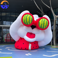 Modèle gonflable Chenghuang en forme de pastèque et de mouton avec télescope - Accessoires décoratifs d'extérieur sur le thème des fruits d'été pour centres commerciaux