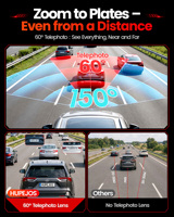 Cámara para Vehículo 4K de 5 Canales y 360 Grados °   Cámara para Coche con Teleobjetivo, DMS, IA, Monitor de Conductor, WiFi, GPS, Visión Nocturna Superior y Modo de Estacionamiento 24H