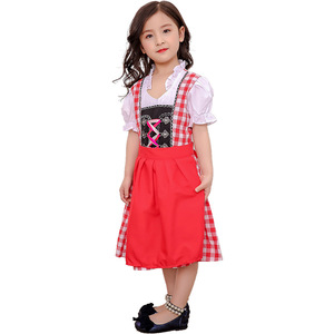 Girls Bavarian Traditional Dirndl <b>Dress</b> Red Blue Stage Performance Dance Costume Spandex Kids Folkwear - Product Image 5