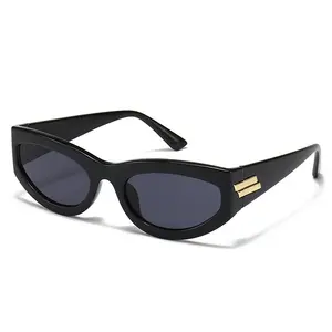 ADE WU 86593 kadınlar 2024 yeni Retro eğilim Y2K erkekler için güneş gözlüğü moda küçük kedi göz güneş gözlüğü
