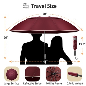Smart Modern Portable <b>Windproof</b> 3-Fold Automatic <b>Umbrella</b> with Metal Frame 190T Pongee for Outdoor Use - Product Image 3