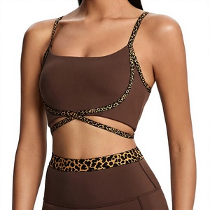 <b>Leopard</b> <b>Print</b> Yoga Set <b>High</b> Waisted Crisscross Strap Crop <b>Top</b> With Cut-Out Design Breathable Activewear For Women - Product Image 5
