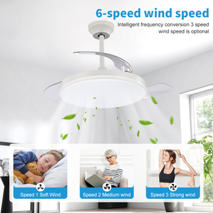 Ventilateur de plafond rétractable à LED avec lumière, 6 vitesses, moteur 42 pouces, 3 pales, pour salon et chambre à coucher, modèle SF1121C, vente en gros - Product Image 5