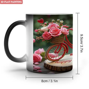 Taza de Sublimación que Cambia de Color con Calor, Negra Esmerilada, 11 oz, Cerámica, Taza en Blanco para DIY, Diseño para el Día de San Valentín - Product Image 1