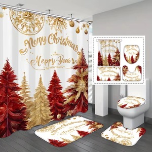 Cortina de Ducha de Poliéster con Diseño de Reno Navideño, Cortina de Baño con Impresión Digital Personalizada, Impermeable, Venta al por Mayor - Product Image 6