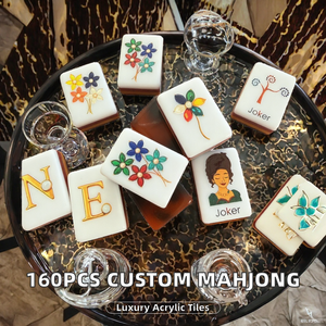 Jeu de Mahjong américain automatique haut de gamme MQ 160 pièces, à quatre couches, motif écaille de tortue, coins carrés personnalisés, tuiles à points floraux et bijoux - Product Image 2