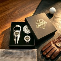Outil de réparation de golf personnalisé haut de gamme en fer, fabriqué en Chine, pour le nettoyage de la fourche de golf, avec étiquettes de sac de golf, idéal comme cadeau promotionnel