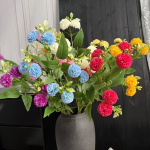 Flores Artificiales Mu Jinxi, Ramo de Crisantemos de Seda Tipo Ping Pong, Decoración para Bodas, Adorno para el Hogar, Multicolor - Product Image 1