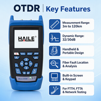 Équipement de fibre optique HAILE, testeur OTDR portable, testeur de fibre optique OTDR 32/30dB 3m-120KM 1310nm/1550nm, écran LCD couleur 3,5 pouces