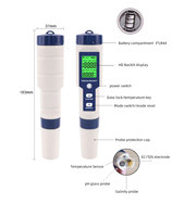 Stylo numérique portable 5-en-1 pour la qualité de l'eau : pH, EC, TDS, salinité, température – Testeur LCD pour eau potable et aquarium