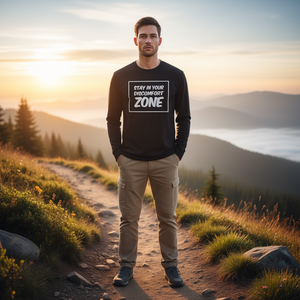 T-shirt promotionnel à manches longues « Restez dans votre inconfort » - Product Image 3