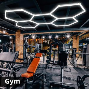 Lumière de <span class=keywords><strong>garage</strong></span> hexagonale <span class=keywords><strong>LED</strong></span>, lumière de plafond en nid d'abeille pour le detailing automobile, atelier, salon de coiffure, AC110-240V, installation facile - Product Image 3