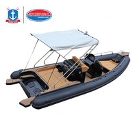 Coque noire en fibre de verre ORCA Hypalon 760 nervure 20ft bateau de sport rigide gonflable RIB760 exécution soudée