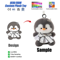 Porte-clés en peluche personnalisé animaux mignons, petits pingouins kawaii, jouets en peluche, décoration de chambre personnalisable, vente en gros, OEM sur mesure