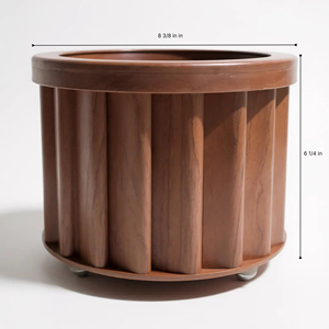 Maceta Redonda Strata Planter Md, Color Marrón Oscuro, de Madera, para Interiores y Exteriores - Product Image 6