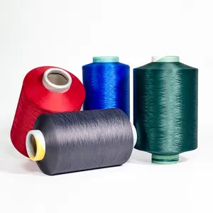 100 fil texturé polyester 150d/48f 150d/36f dope teint prix du fil de polyester pour tricoter des chaussures de tissage machine supérieure