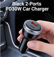 Chargeur de voiture USB C 60W à charge super rapide, allume-cigare, type C, double port, charge rapide haute vitesse QC3.0 60W, affichage numérique