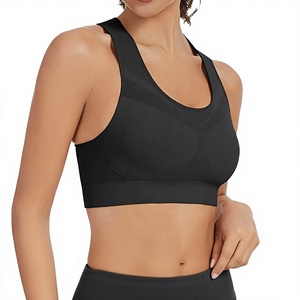 Soutien-gorge de sport noir uni pour femme, col en U, bretelles non convertibles, respirant, idéal pour le yoga et le fitness - Product Image 5