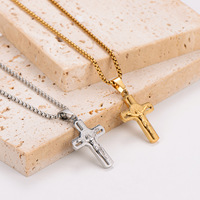 Liontin Salib Berongga Yesus Kristen Santo Benediktus Bahan Stainless Steel Perhiasan Fashion Kalung untuk Pria Grosir Baru 2026