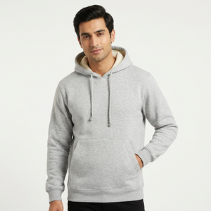 Minimalist Color Blocking Men's Winter Hoodie Fashion Casual Streetwear <b>Velour</b> Half Zip Oversized High Quality 100% Cotton - Product Image 1