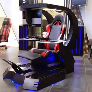 כיסא משחקים עבור שלושה צגים מחשב תא טייס עבור גיימר LED מחשב משחקי משרד ורוד E-ספורט מירוץ סימולטור תא טייס משחקים
