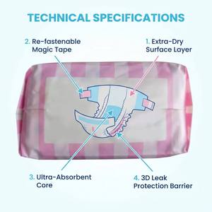 Pañales Desechables para Bebés Recién Nacidos al por Mayor, Ultra Suaves, de Tela No Tejida, Súper Absorbentes, Personalizados OEM, 3D Anti-Fugas - Product Image 4