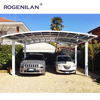 Cochera con Estructura de Aluminio Resistente, Impermeable, con Techo Arqueado, Techo Fijo, Adosada a la Casa